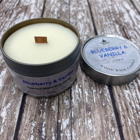 Blueberry & Vanilla | 10cl Tin | Wood Wick Candle