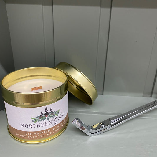 Cinnamon & Apple | 20cl Tin | Wood Wick Candle